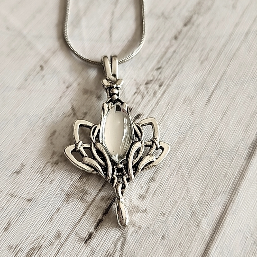 LOTUS Moonstone Dangle Pendant Necklace 16 inch